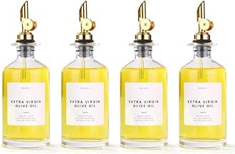 Glass Olive Oil Cruet Set - 350ml Bottles With Weighted Pourers, Set of 4