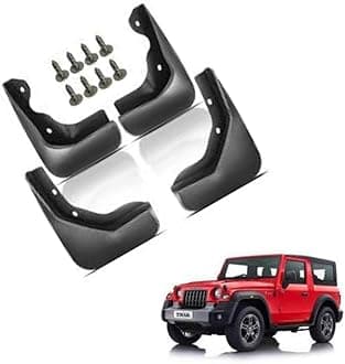 Autokaar OE Type/Box Type Car Mud Flap for Mahindra Thar, Black