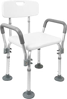 PEPE Mobility Shower Chair to Sit on in Shower, Height Adjustable with Non-Slip Tips, Removable Armrests, Tool-Free Assembly, Safety Bath Seat