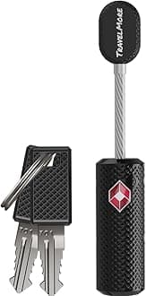 1-Pack TSA Approved Luggage Lock with Keys for Travel | Flexible, Ultra Secure Mini Key Padlock Made from Zinc Alloy | Luggage Lock | TSA Lock | Black