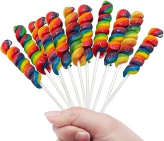 Rainbow Twisty Lollipops - 24 Unicorn Suckers Individually Wrapped Bulk - Great for Candy Buffet - Baby Shower - Birthday Party Favor Candy - Goodies for Kids and Adults
