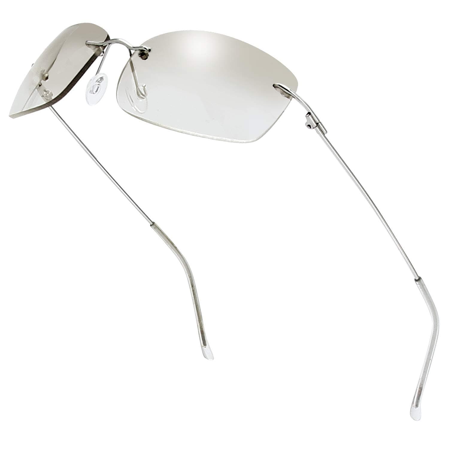 The Fresh Minimalist Small Rectangular Sunglasses Clear Eyewear Spring Hinge - Gift Box Package, 1mc-silver, Clear, M