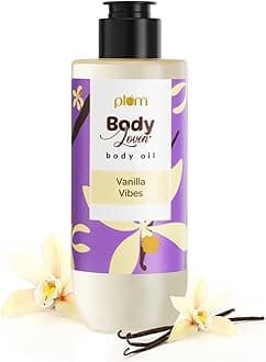 Plum Vanilla Body Oil with Avocado Oil, Coconut Oil & Carrot Seed Oil, 100% Pure Moisturizing Oil, Detoxifying, Omega-3 Fatty Acids, Vitamins A, D, E for Nourishing, Paraben & Silicone Free, 6.7 Fl Oz