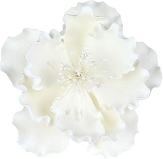 O'Creme Peony Gumpaste Sugar Flower 6 Inch, Set of 3 White - Edible Flowers for Cake Decorating - Sugar Paste Flower Decorations for Cakes, Cupcake Toppers - Birthday Party, Wedding, Valentines Day
