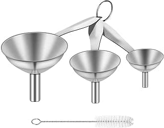Small Funnels for Filling Bottles, 3 Pcs Stainless Steel Kitchen Funnel Set, Food Grade Mini Metal Funnel for Transferring Essential Oils, Liquid, Fluid, Dry Ingredients & Powder, Durable and Dishwash