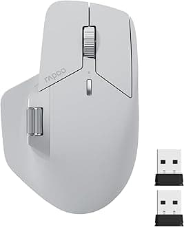 MT760 Multi-Device Wireless Mouse, Bluetooth 5.0 and 2.4G Multi-Mode Connection, Up to 4 Devices, 11 Programmable Buttons, 4K DPI, 90 Days Battery Life, PC, Light Grey