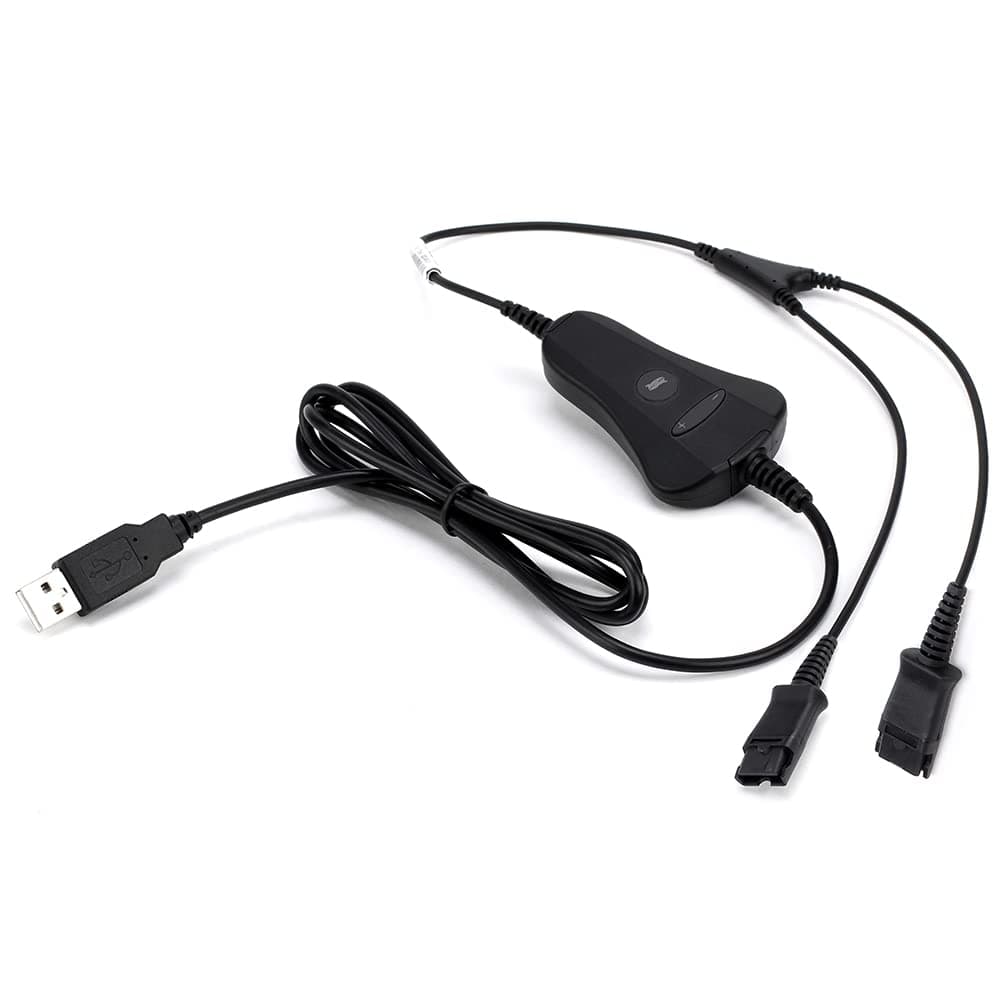 VT PLT-QD USB Training Cable Y Splitter-Adapter - Quick Disconnect Cord with Mute&Volume Control for Plantronic-QD Headsets&Computer