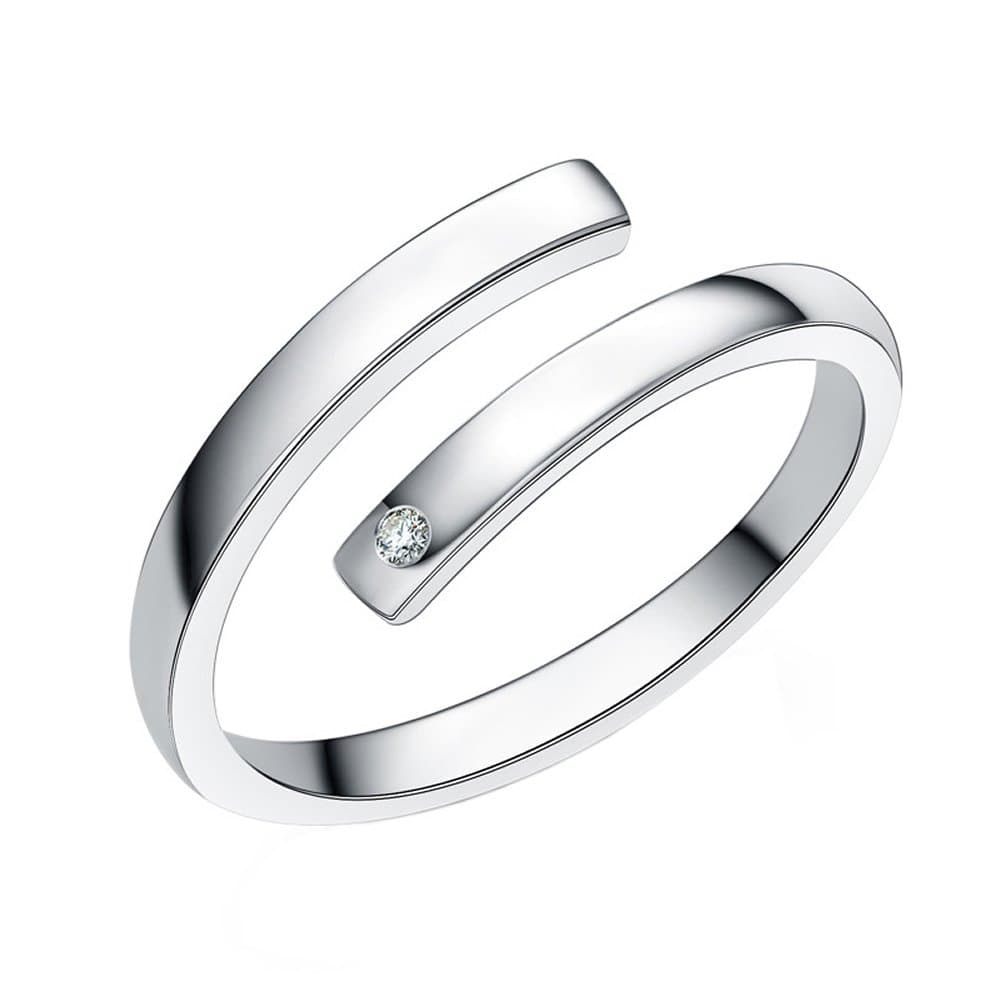 925 Sterling Silver Open Ring White (Resizable)