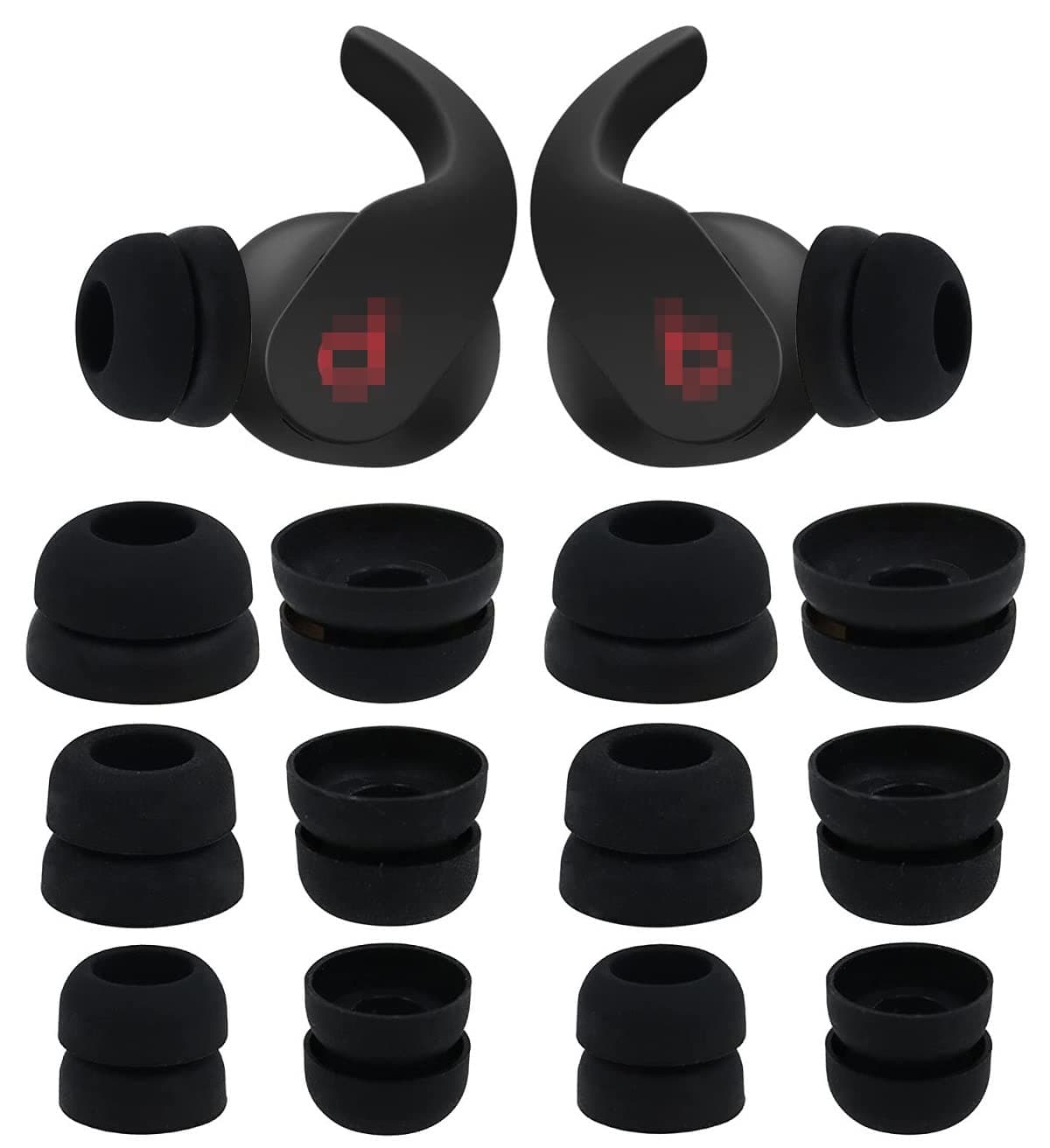Ear Tips Replacement for Beats Fit Pro/Studio Buds, 6 Pairs Double Flange Silicone Eartips Earbuds Tips Compatible with Beats Studio Buds/Fit Pro,S/M/L 3 Size,Black 2F6PSML