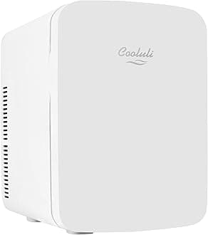 Cooluli 15L Mini Fridge for Bedroom-Car, Office Desk&College Dorm Room-12v Portable Cooler&Warmer for Food, Drinks, Skincare, Beauty&Makeup-AC/DC Small Refrigerator with Glass Front, White, I15L2W