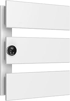 K&KALONZO Electric Towel Warmer, 18.35" W x 22.8" H Wall-Mounted Towel Heater with Built-in Timer, Waterproof Aluminum Towel Warmer for Bathroom, Support Plug-in and Hardwired, White, K3-L-W