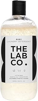 The Lab Co. Baby Wash Liquid Laundry Detergent for washing machines and hand washing. Fresh cotton fragrance. Plant Based. Non-Bio. 500ml size for up to 32 washes.