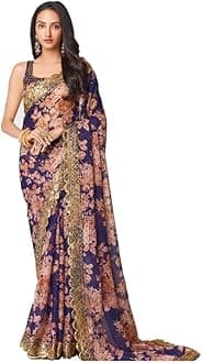 Bollywood Saree Party Wear Pakistani Designer Sari Wedding, Saree for Sanna Stone Work Saree Sari