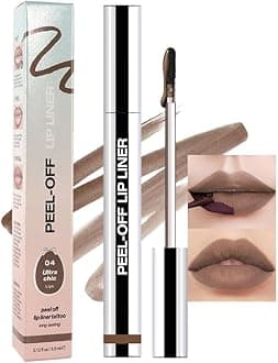 Matte Liquid Lip Stain Peel Off Lip liner Tattoo, Light Taupe Matte Peel Off Lip Stain, Long Lasting Waterproof Lipstick Lip Gloss Stain, Transfer-proof for All Skin Types, 0.12 fl oz 04#
