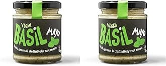 BeSaucy - Basil Mayonaisse, Works Great as a Spread, Dip, Stirred Through Mash or Partnered with Pasta and Pizza Crusts, Produced in the UK & Vegan Friendly, 180g Glass Jar (Pack of 2)