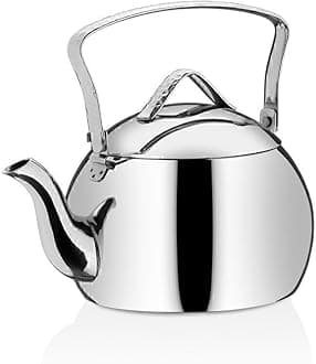 Korkmaz Tombik Capsulated Tea Kettle 1L | Tri-Ply Bottom Stainless Steel Tea Kettle | Silver - KA092