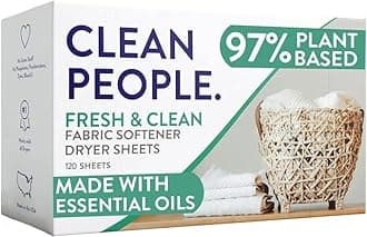 THE CLEAN PEOPLE All Natural Fabric Softener Dryer Sheets - Fresh Scent 2 Pack (2 x 80 Sheets)