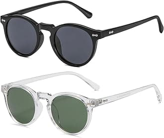 Vintage Polarized Sunglasses for Men Round Sunglasses UV400 Protection Retro Hand-crafted Acetate Frame