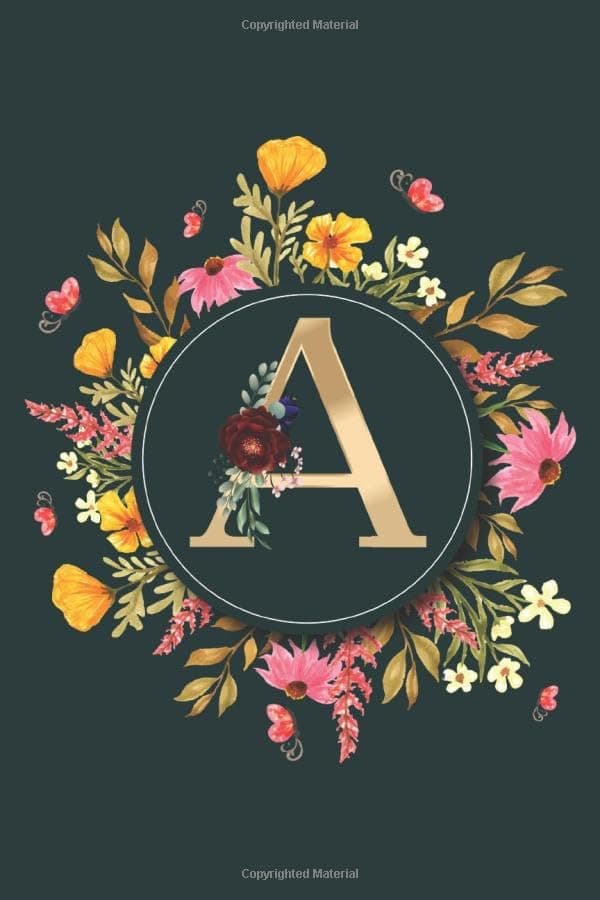 Letter A Notebook: Initial Monogram Letter A Journal - Pretty Personalized Lined Notebook For Kids, Girls, Women. ruled notebook Size 6 x 9 inches - 120 Pages