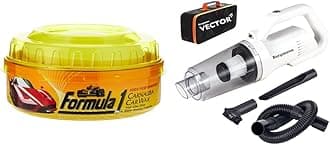 Formula 1 615026 Carnauba Paste Wax (230 g) & Bergmann Vector Cordless Handheld Car & Home Vacuum Cleaner (White)