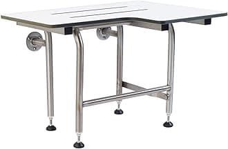 Shower Seat Resin With Legs, ADA Heavy Duty Shower Chair For Inside Shower 600lbs | 304 Stainless Steel | Shower Chair For Elderly And Disabled | Folding Shower Seat Wall Mounted | 34.5”x21” Left Hand