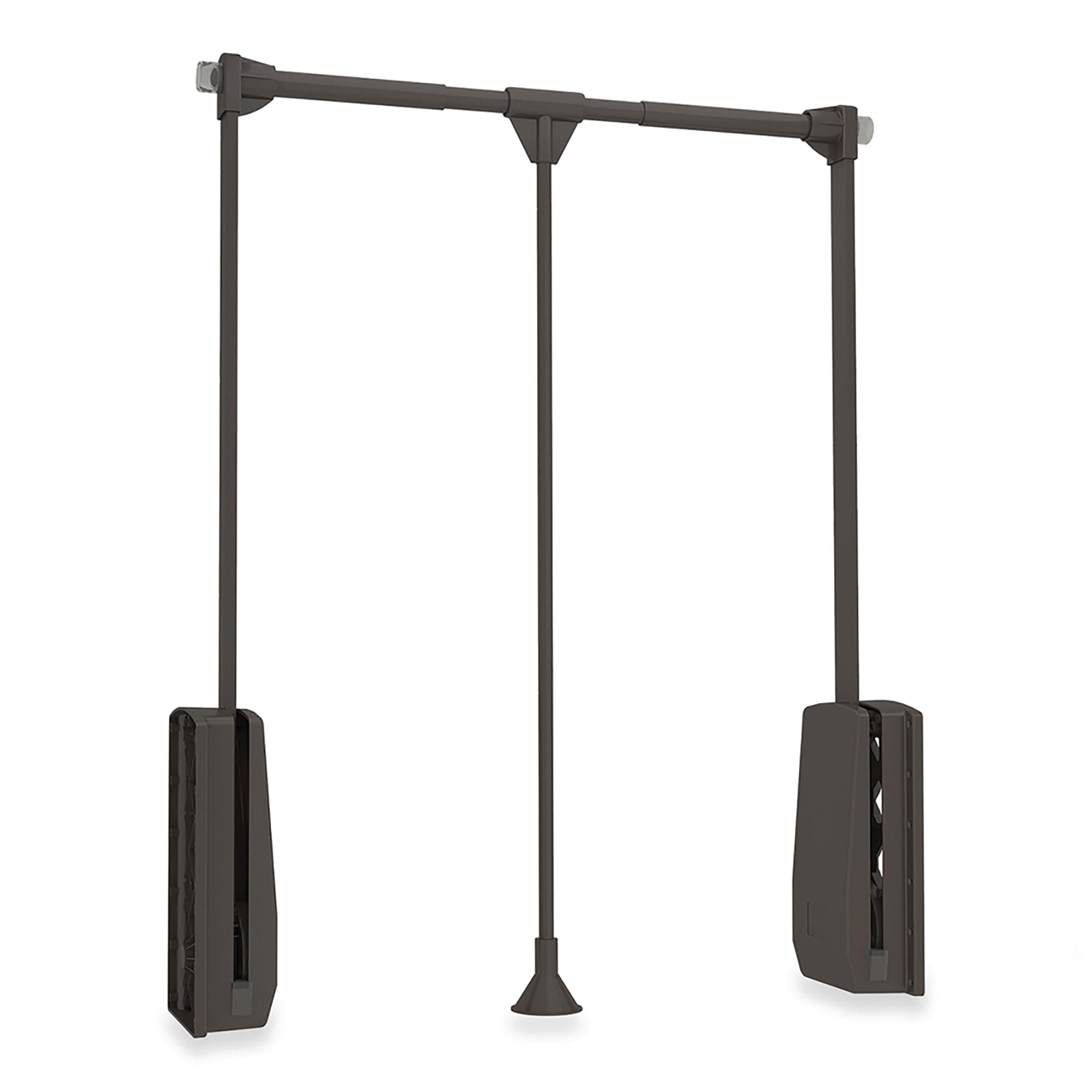 Emuca - Hang pull down wardrobe rail lift, adjustable width 17,7-23,6 inch (450-600mm), moka painted finish, steel