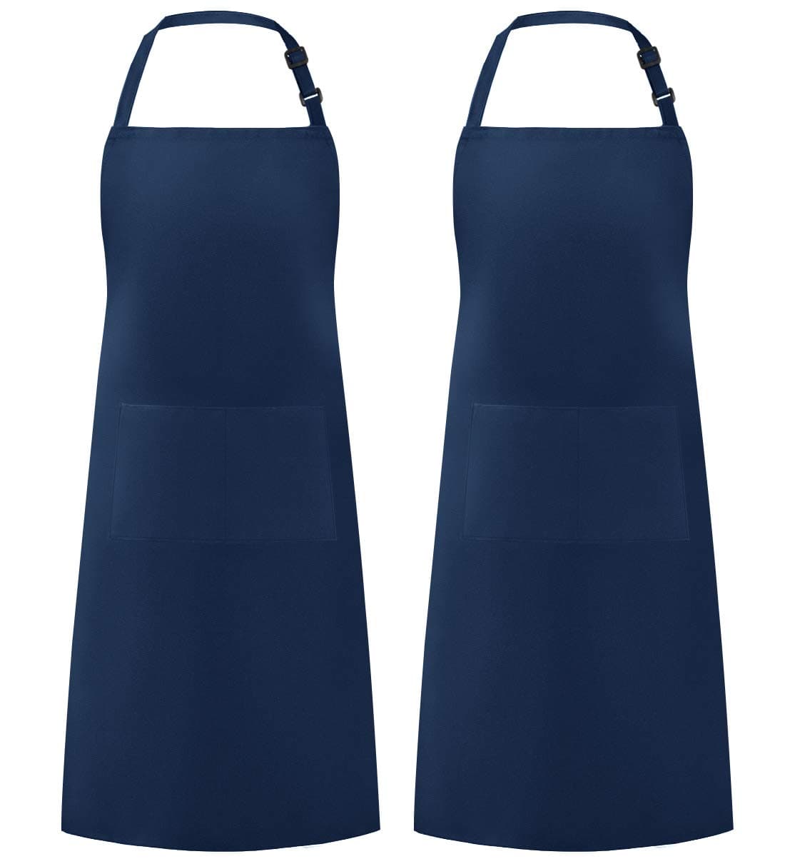 2 Pack Adjustable Bib Apron Waterdrop Resistant with 2 Pockets Cooking Kitchen Aprons for Women Men Chef