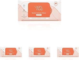Nua Gentle Intimate Wipes | Infused with Cranberry, Cucumber and Aloe | Alcohol and Artificial-Fragrance Free | 100% Biodegradable (Pack of 4)
