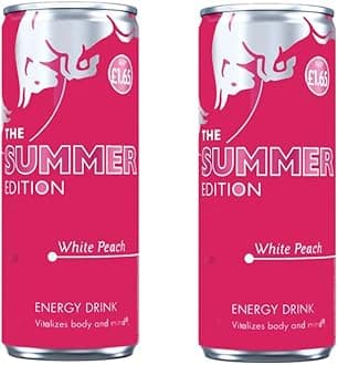Energy Drink Summer Edition White Peach Flavour Drink Cans 250ml (2 x Cans)