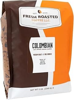 LLC, Colombian Supremo Coffee, Medium Roast, Whole Bean, 5 Pound Bag