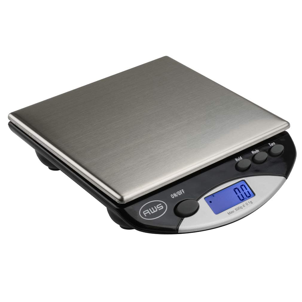 Compact Bench Scale Stainless Steel Backlit LCD Screen Rubber Stabilizing FeetAMW-500I-BLK500G x 0.1G(Black)