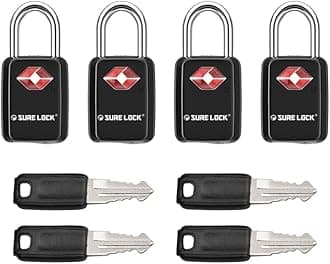 Mini TSA Approved Keyed Luggage Lock – One Key Opens All, Fits Tight Zipper Gaps & Small Pull Holes, Compact Travel Lock for Suitcases, Backpacks & Handbags