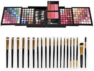 Moobirlet 177 Color Makeup Kit Box Shimmer matte Eyeshadow Palette Lipstick Set Lips Blush Foundation Eyebrow Powder With Mirror + 20pcs brush