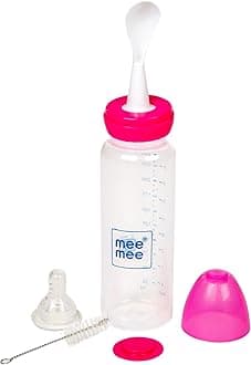 Mee Mee Premium Baby Feeding Bottle (250 ml, Spoon Light Pink) (MM-FP 6A_Pink)