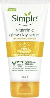 Simple Protect N Glow Vitamin C Glow Clay Scrub 150ml | Gently Exfoliates for Smooth & Radiant Skin | For Dull & Tired Skin