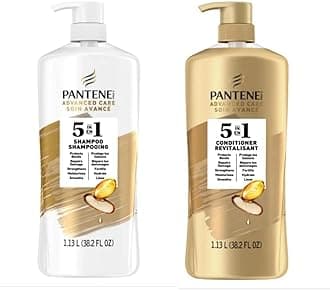 Pantene Advanced Care Shampoo and Conditioner 5 in 1 Moisture, Strength, Smoothness, Pro-V vitamin B5 Complex 38.2 FL/OZ each - 90% Stronger hair, Packaging May Vary