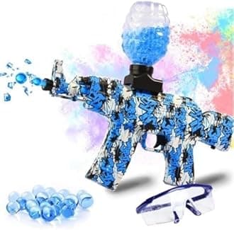 BuYou Gel Ball Blaster Fast Auto Blaster Electric with 31k Ammo for Adults Blue (Blue Camouflage) 14+ | Eyewear | Rechargeable | Garden | Outdoor Games Activities.