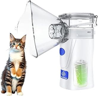 Cat Nebulizer Portable Nebulizer for Cat Handheld Mesh Nebulizer for Pets USB Operated for Home Office Use Friendly for Breathing Problems with Tubing Kit Mouthpiece and Masks…