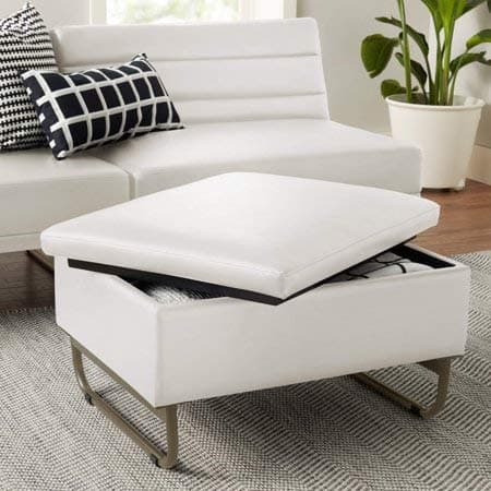 Mainstay Loop Storage Ottoman, White