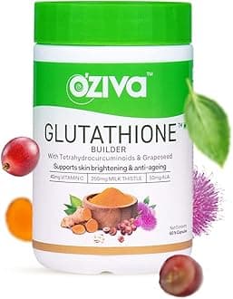 – OZiva Plant Based Glutathione Builder, 60 Capsules Builder For Hydration, Skin Brightening, & Powerful Antioxidant Activity Glutathione Builder With Skin Vitamins Grapeseed & Milk Thistle