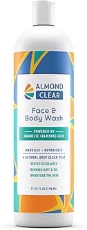 Almond Clear Face & Body Wash | Skin Care for Acne and Folliculitis-Prone Skin - Gentle Acne Face & Body Wash, Exfoliating Cleanser with Mandelic Acid | 17.25 oz