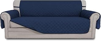 Reversible Couch Cover for 3 Cushion Couch Sofa Cover for Dogs Water Resistant Furniture Protector Cover with Foam Sticks Elastic Straps for Pet Cat (Sofa, Navy/Navy)