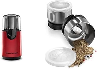 BCG111ER Blade Coffee Grinder - Empire Red, 4 oz & Bcgsga Spice Grinder Accessory Kit, Stainless Steel 2 oz, Silver