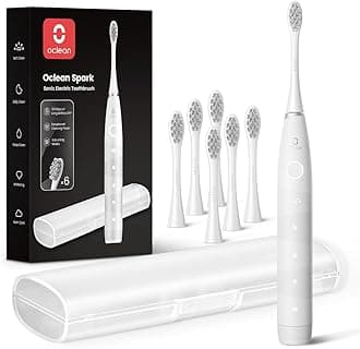 Oclean Electric Toothbrush for Adults, Sonic Toothbrush Soft Gum Care with 6 Brush Heads & Travel Case, 240 Days Battery Life, USB C Rechargeable, White