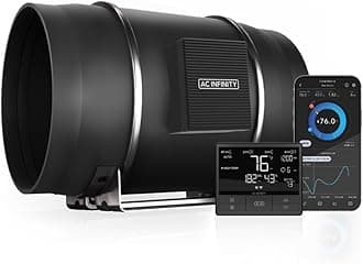 CLOUDLINE T12, Quiet 12” Inline Duct Fan with Temperature Humidity Controller, Bluetooth App - Ventilation Exhaust Fan for Heating Cooling Booster, Grow Tents, Hydroponics