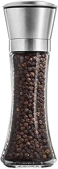 Marve Beautiful Stainless Steel Salt & Pepper Grinders Refillable Set - Salt/Spice Shakers with Adjustable Coarse Mills - Easy Clean Ceramic Grinders with Funnel (Big Pepper Mill 1 Pcs)