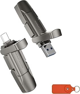 MOVE SPEED 128GB USB C Flash Drive, 1000MB/s Read Write Speed, USB 3.2 Gen2+Type C Dual Interface SSD USB Drive with Keychain Leather Case Thumb Drive for iPhone 15 Series/MacBook/Android Phone etc
