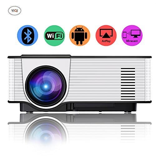 CPX-319 Android4.4 Video projector Wireless Portable mini LED projector 1080P 1500 lumens Support WIFI Bluetooth home theater, game party（Black）