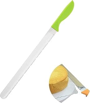 10Inch/12Inch Stainless Steel Cake Knife Plastic Handle Baking Pastry Spatulas Serrated Bread Knife Kitchen Baking Tool (12 inch)