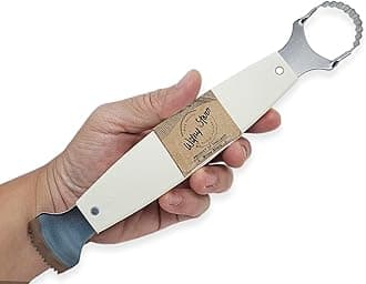 WitnyStore Kitchen Tool 8¾" Long White Plastic Handle Stainless Steel Coconut Grater Shredder 2 Blades - Thai Cooking Utensils Multipurpose Portable Hand-Held Cookery Equipments for Fruits Vegetables